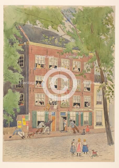 Drunks outside 'De Laatste Stuiver', 1874-1916.  Creator: Jan Hanau.