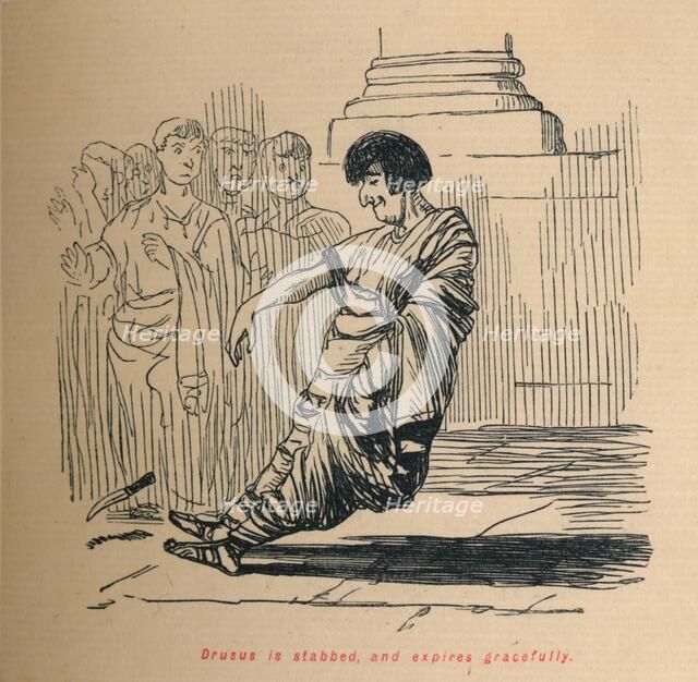 'Drusus is stabbed, and expires gracefully', 1852. Artist: John Leech.