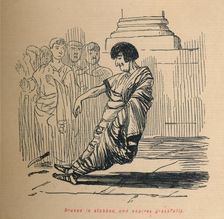 Drusus is stabbed, and expires gracefully 1852. Artist: John Leech