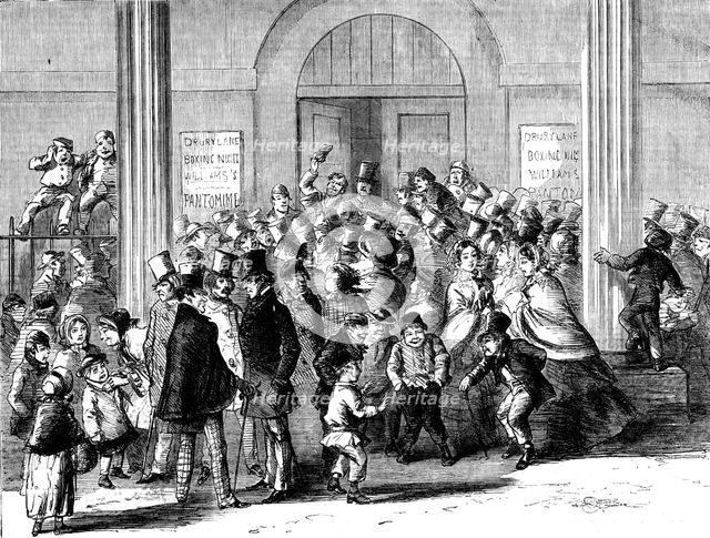 Drury-Lane Theatre - Engaging for the Pantomime - drawn by M'Connell, 1858. Creator: McConnell.