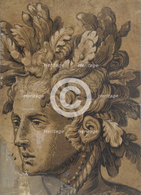 Dryad Head (After Frans Floris), ca 1555. Creator: Gietleughen, Joos van (active between 1555 and 1583).