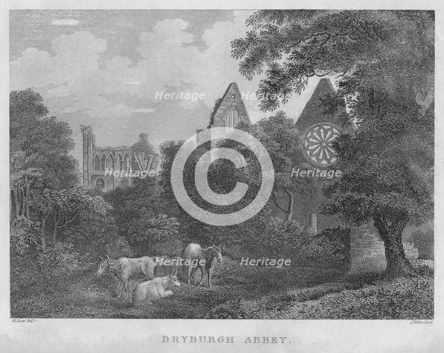 'Dryburgh Abbey', 1804. Artist: James Fittler.