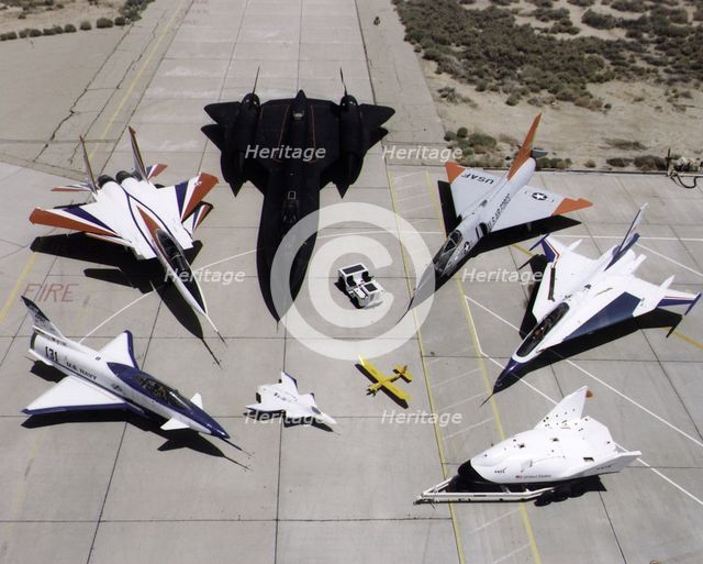 Dryden research aircraft fleet on ramp, USA, 1997.  Creator: NASA.