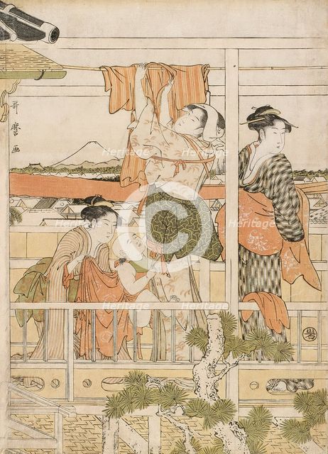 Drying Clothes (Monohoshi), Japan, c. 1790. Creator: Kitagawa Utamaro.