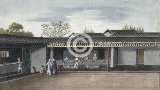 Drying tea leaves, China, 19th century. Artist: Unknown