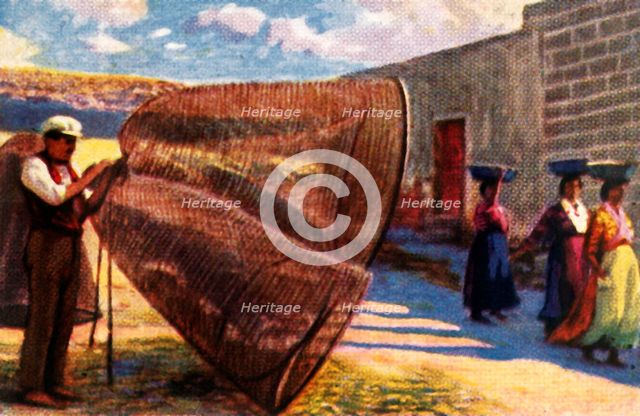 Drying the nets, Malta, c1928. Creator: Unknown.