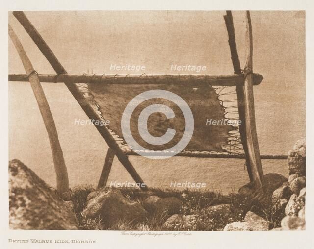 Drying Walrus Hide, 1928. Creator: Edward Sheriff Curtis.