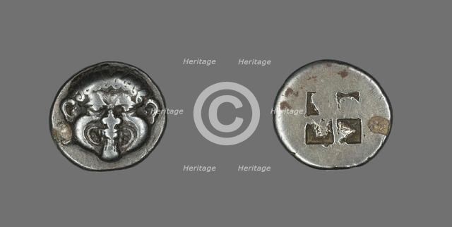 Drachm (Coin) Depicting a Gorgon, early 5th century BCE. Creator: Unknown.