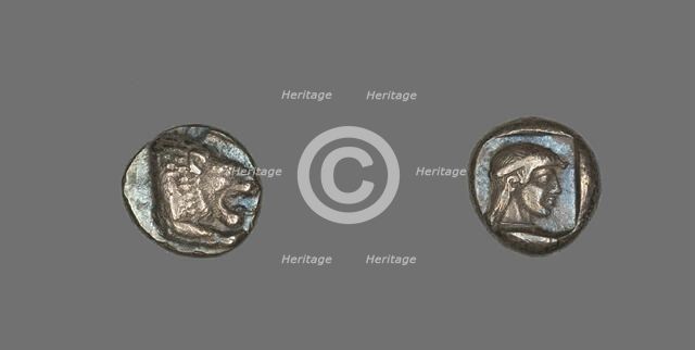Drachm (Coin) Depicting Lion, 500-480 BCE. Creator: Unknown.