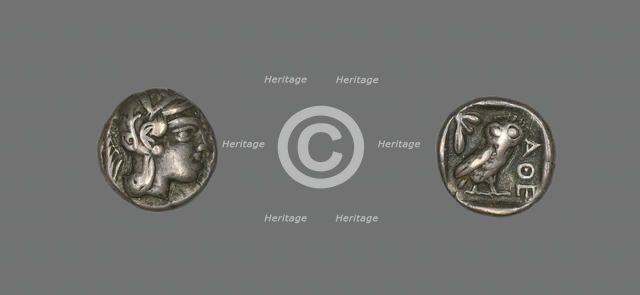 Drachm (Coin) Depicting the Goddess Athena, about 490 BCE. Creator: Unknown.