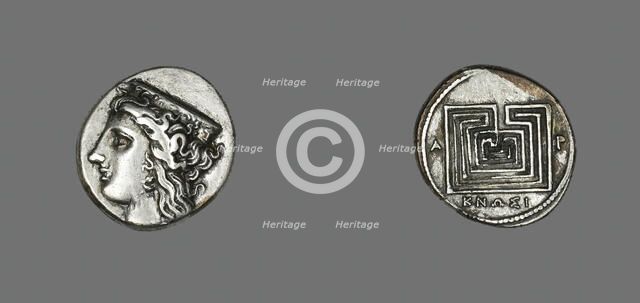 Drachm (Coin) Depicting the Goddess Hera, 350-220 BCE. Creator: Unknown.