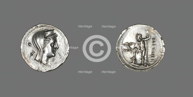 Drachm (Coin) Depicting the Nymph Amphitrite, 216-203 BCE. Creator: Unknown.