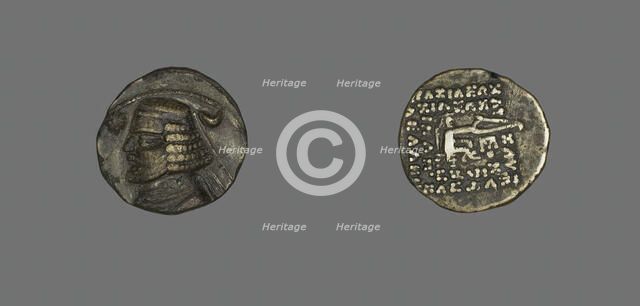 Drachm (Coin) Portraying King Orodes I, 57-37 BCE. Creator: Unknown.
