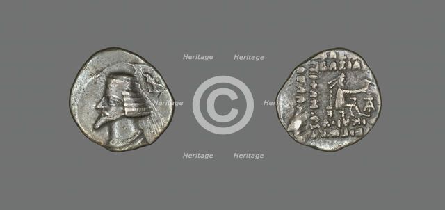 Drachm (Coin) Portraying King Phraate IV, 38-32 BCE. Creator: Unknown.