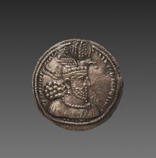 Drachma: Bust of Hormizd II (obverse), 303-309. Creator: Unknown
