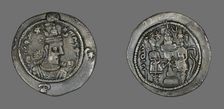Drachma (Coin) Portraying Chosroes I, 531-579. Creator: Unknown