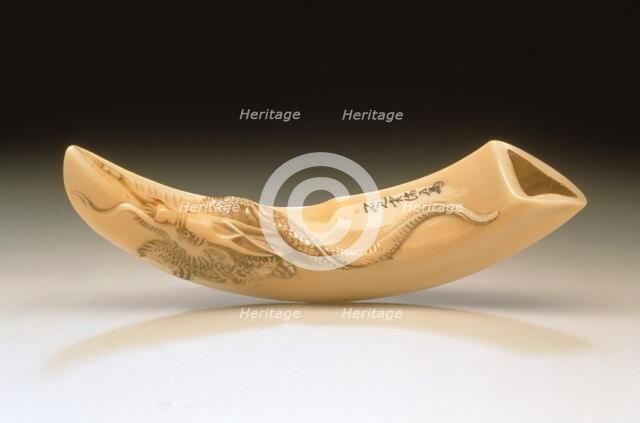 Dragon on Boar's Tusk, Early to mid-19th century. Creator: Tsuramitsu.