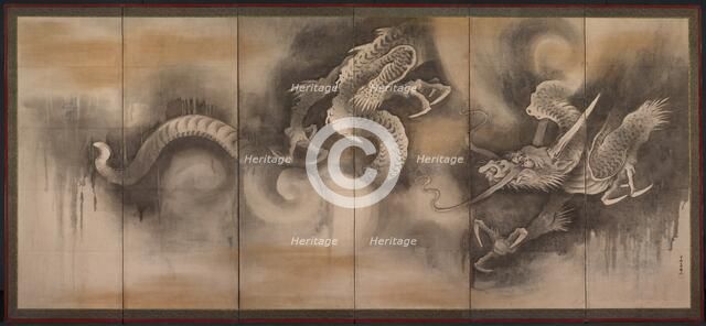 Dragon and Tiger, early to mid-1600s. Creator: Soga Nichokuan (Japanese), attributed to.