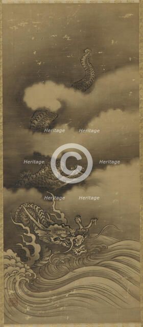 Dragon and waves, Edo period, 1615-1868. Creator: Unknown.