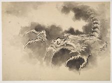 Dragon emerging from clouds, Edo period, 19th century. Creator: Hokusai