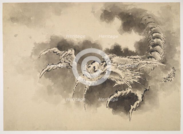Dragon emerging from clouds, Edo period, 19th century. Creator: Hokusai.