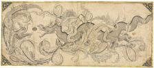 Dragon in foliage with lion and phoenix heads, mid-1500s. Creator: Sahkulu (Turkish), attributed to