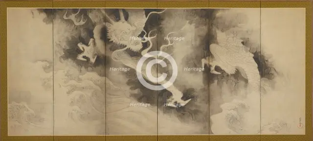 Dragons and Clouds, Momoyama or Edo period, 1590-1640. Creator: Sôtatsu.