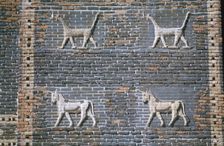Dragons and bulls, glazed bricks, Ishtar Gate, Babylon, Iraq. Creator: Vivienne Sharp