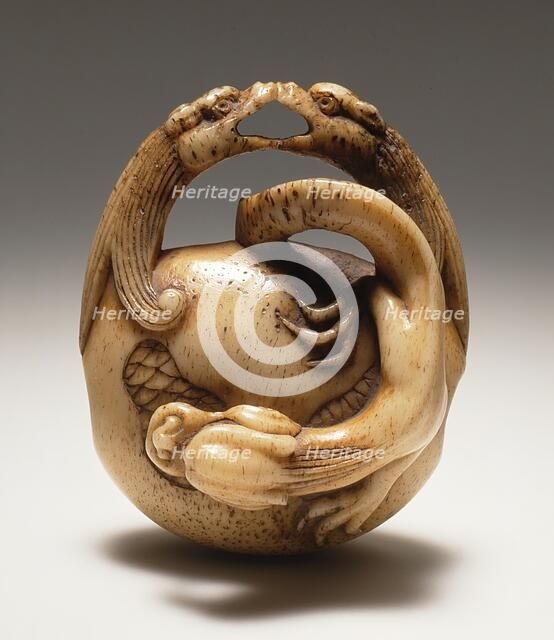 Dragons on Gong, Mid-19th century. Creator: Asakusa School.