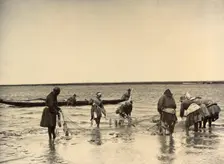 Dragging Out a Sweep-Net: Fishing on Lake Zaisan, 1909. Creator: Nikolai Georgievich Katanaev