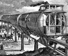 Draft of a new underground railway in Vienna in 1887, engraving of the time