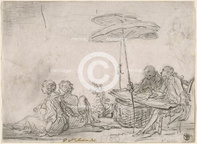 Draftsmen Outdoors, c. 1760. Creator: Gabriel de Saint-Aubin.