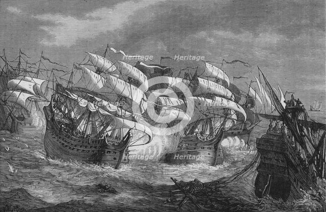 'Drake Attacking the Spanish Treasure Ship', c1578, (c1880). Artist: Unknown.