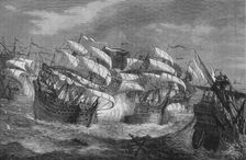 Drake Attacking the Spanish Treasure Ship c1578, (c1880)