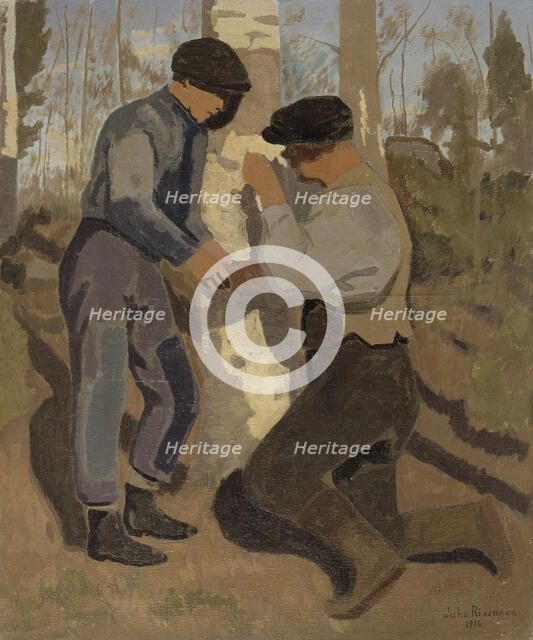 Draining the Sap, 1916. Creator: Juho Rissanen.