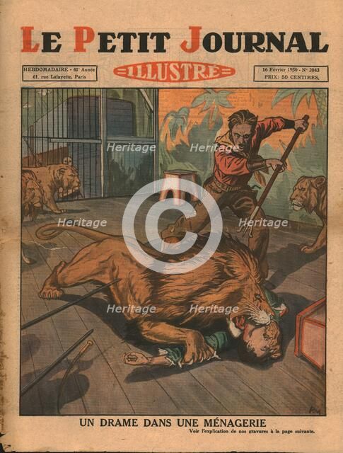 Drama in a menagerie, 1930. Creator: Unknown.