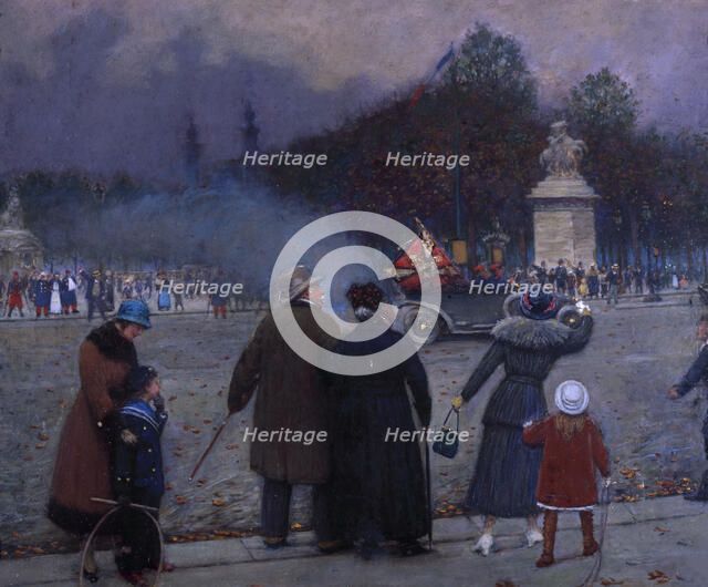 Drapeau allemand porté aux Invalides, c. 1914. Creator: Béraud, Jean (1849-1936).