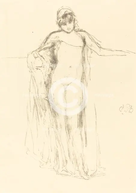 Draped Model, Standing, 1893. Creator: James Abbott McNeill Whistler.