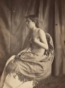Draped nude female model, about 1850-1855. Creator: Eugène Durieu