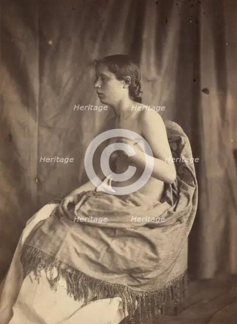 Draped nude female model, about 1850-1855. Creator: Eugène Durieu.