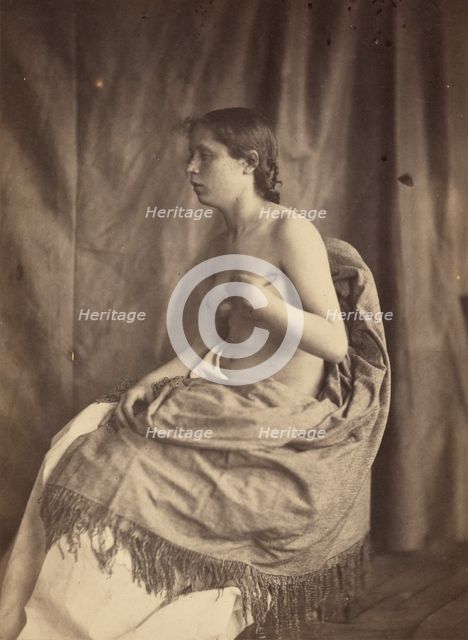 Draped nude female model, about 1850-1855. Creator: Eugène Durieu.