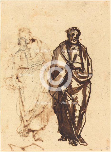 Draped Figure with a Staff. Creator: Cherubino Alberti.