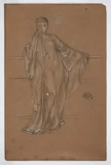 Draped Figure at a Railing, 1868-1870. Creator: James Abbott McNeill Whistler