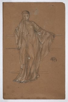 Draped Figure at a Railing, 1868-1870. Creator: James Abbott McNeill Whistler