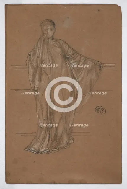 Draped Figure at a Railing, 1868-1870. Creator: James Abbott McNeill Whistler.