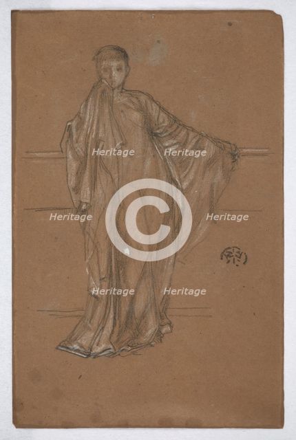 Draped Figure at a Railing, 1868-1870. Creator: James Abbott McNeill Whistler.