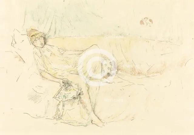 Draped Figure, Reclining, 1892. Creator: James Abbott McNeill Whistler.
