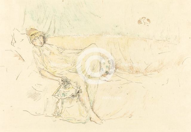 Draped Figure, Reclining, 1892. Creator: James Abbott McNeill Whistler.