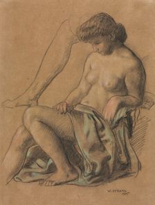 Draped Figure Seated, 1905. Creator: William Strang (British, 1859-1921)