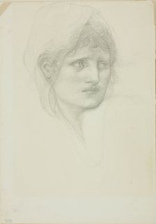 Draped Head, Eyes Looking Toward Right, c. 1873-77. Creator: Sir Edward Coley Burne-Jones